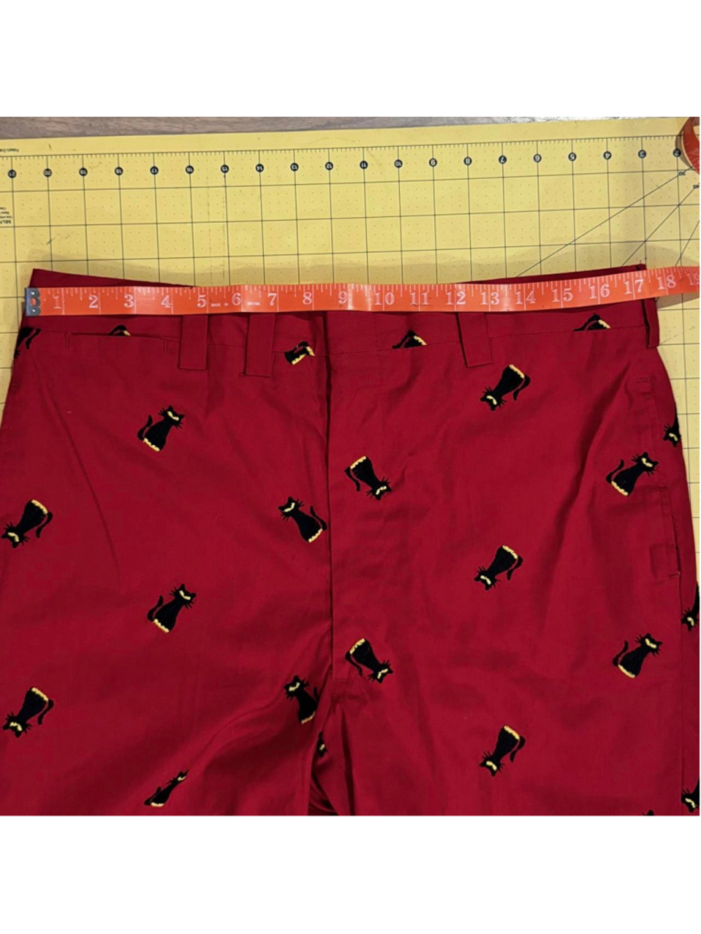 Vintage custom Chipp New Haven New York red chinos with embroidered black cats